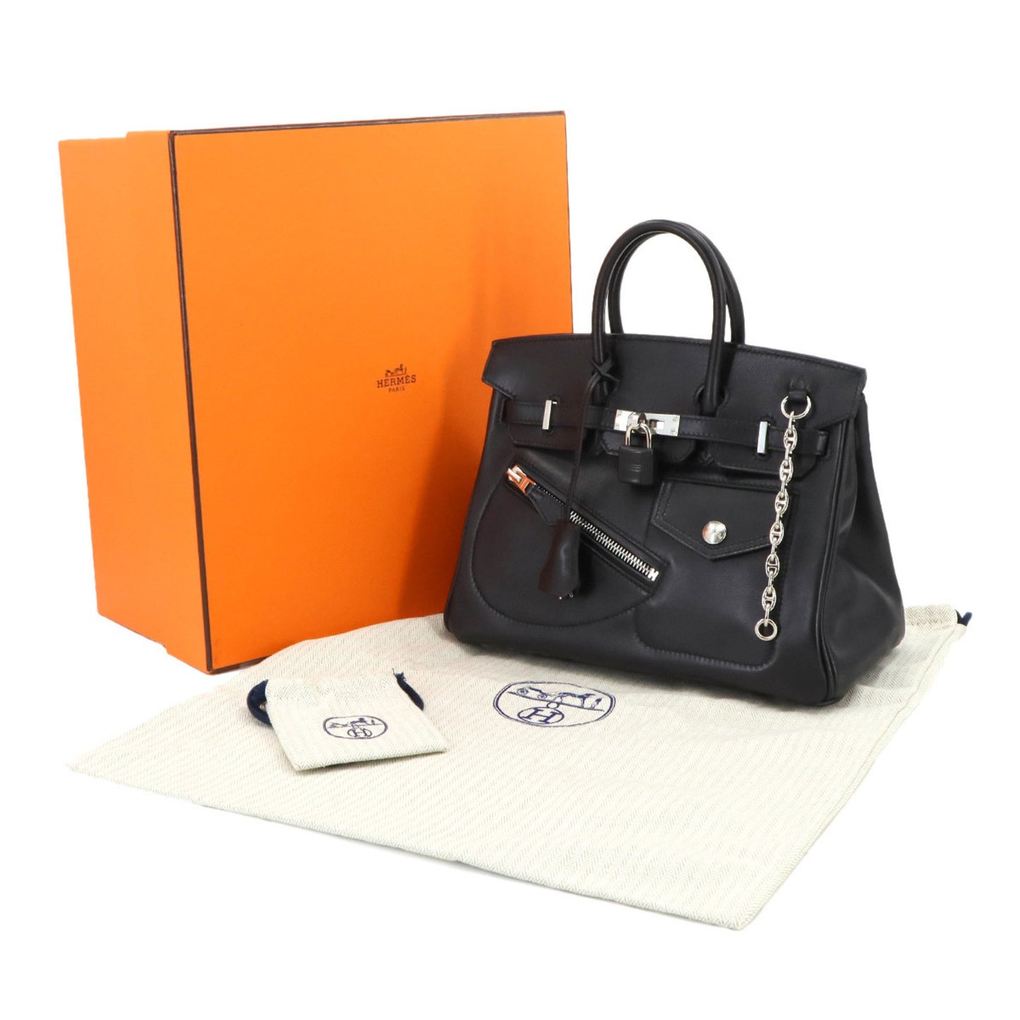 Hermès Limited Edition Birkin Rock 25 Black Volupto Palladium Hardware