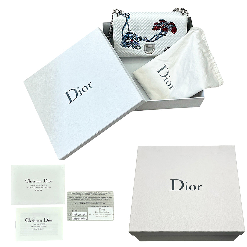 Christian Dior 2015 Medium Lambskin Embroidered Diorama Flap Crossbody Bag
