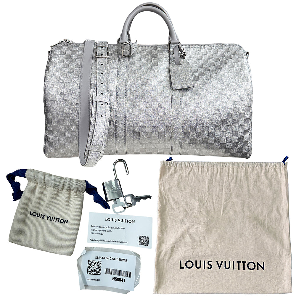 Louis Vuitton Keepall Bandoulière 50 Damier Glitter Silver Printemps Été 2022