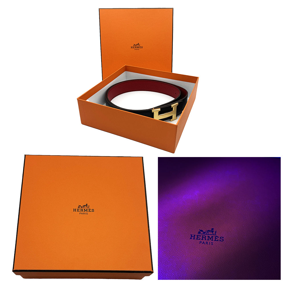 Cinturón de piel HERMES unisex negro y rojo