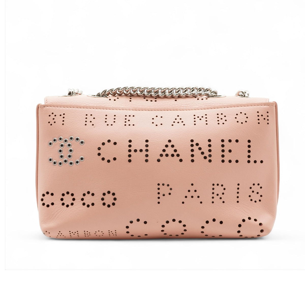 Chanel Coco Mark Punching leather Single Flap Double Chain Bag
