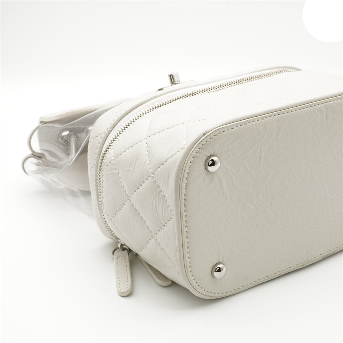 Chanel Matelasse PVC & leather Chain Backpack White Silver Bag