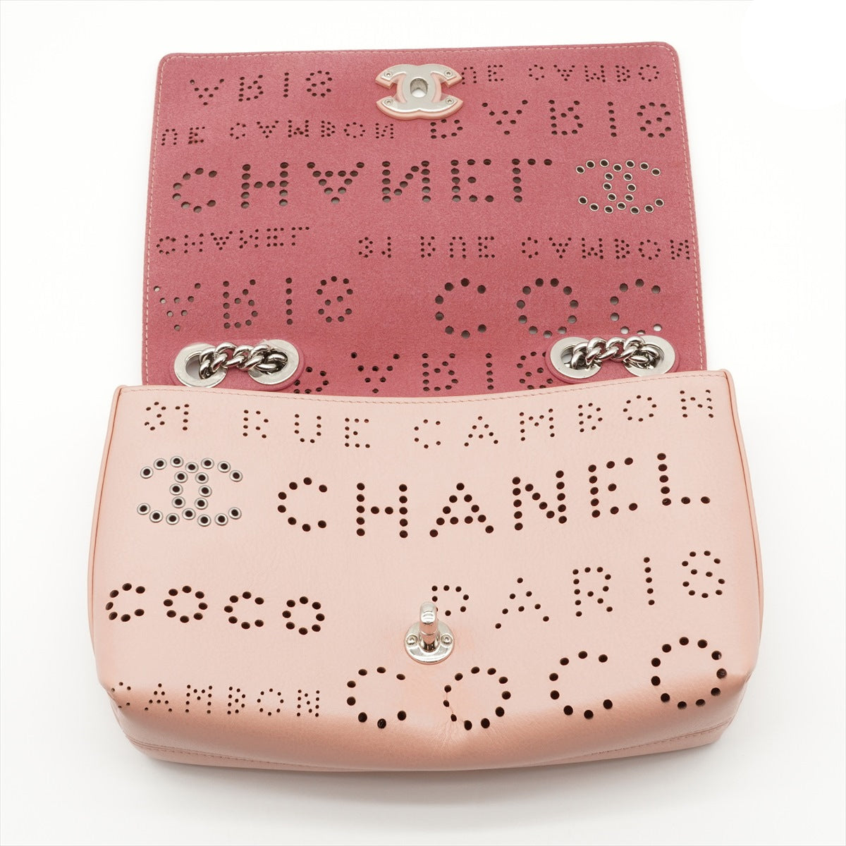 Chanel Coco Mark Punching leather Single Flap Double Chain Bag