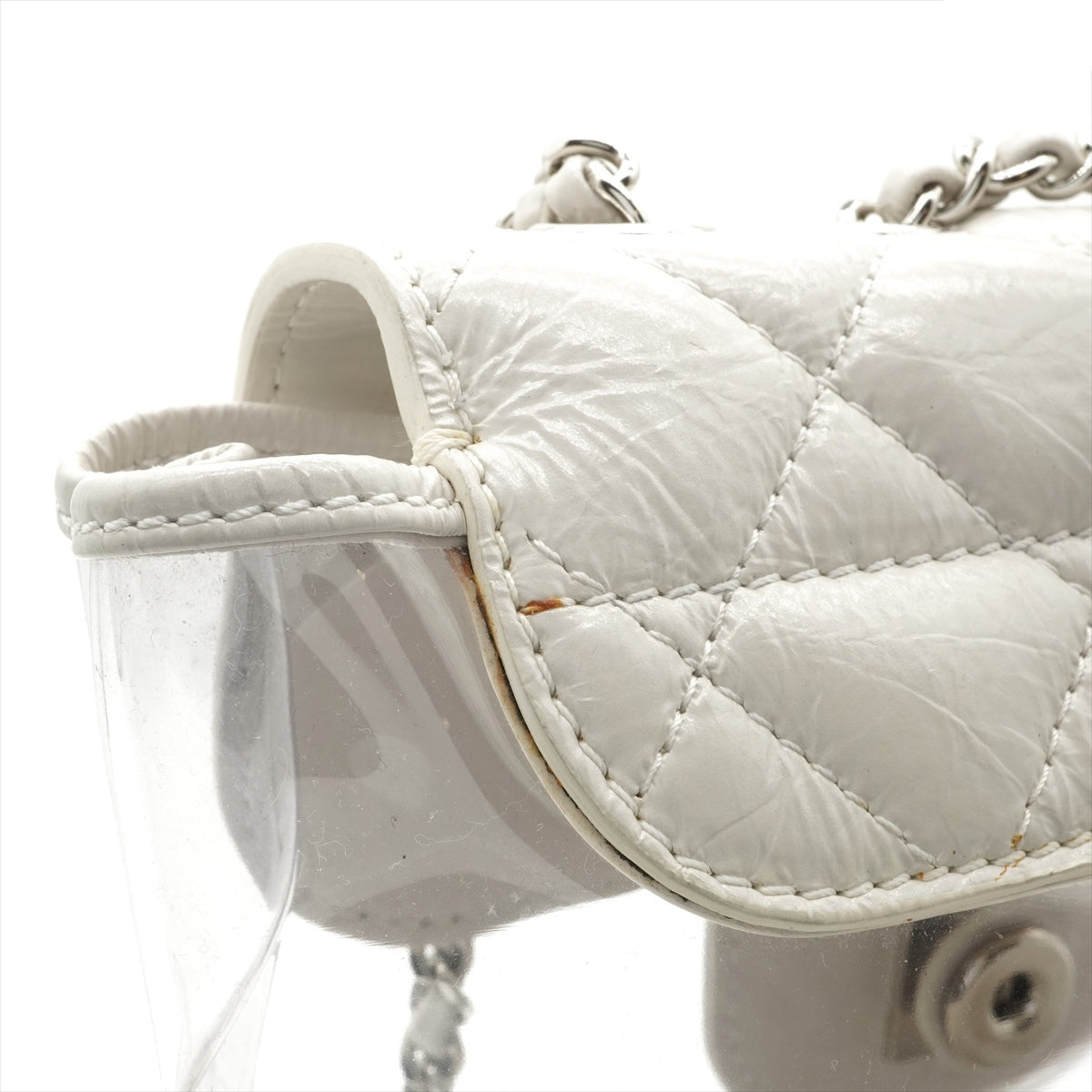 Chanel Matelasse PVC & leather Chain Backpack White Silver Bag