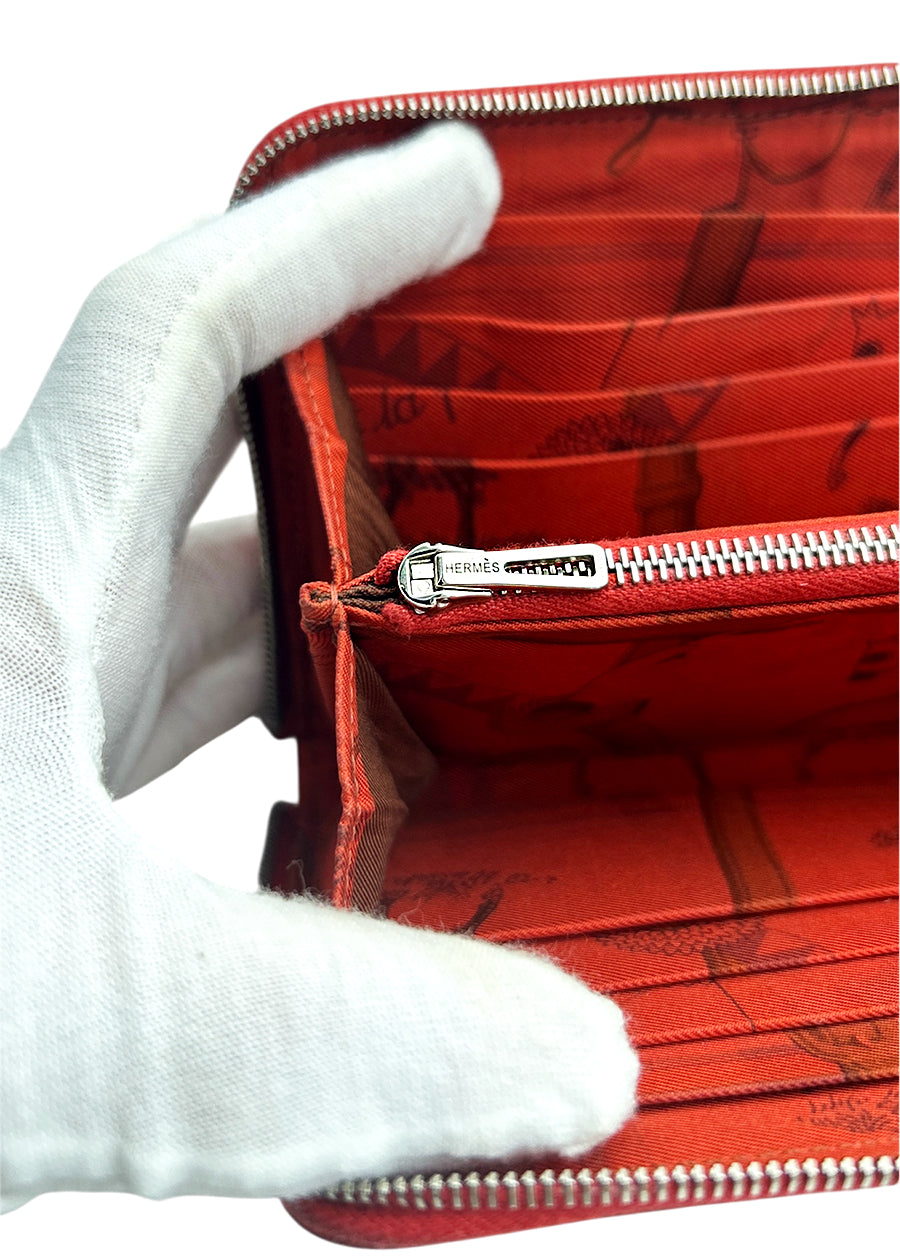 Hermès Long Leather Wallet Azap Silk in Round Zip Red