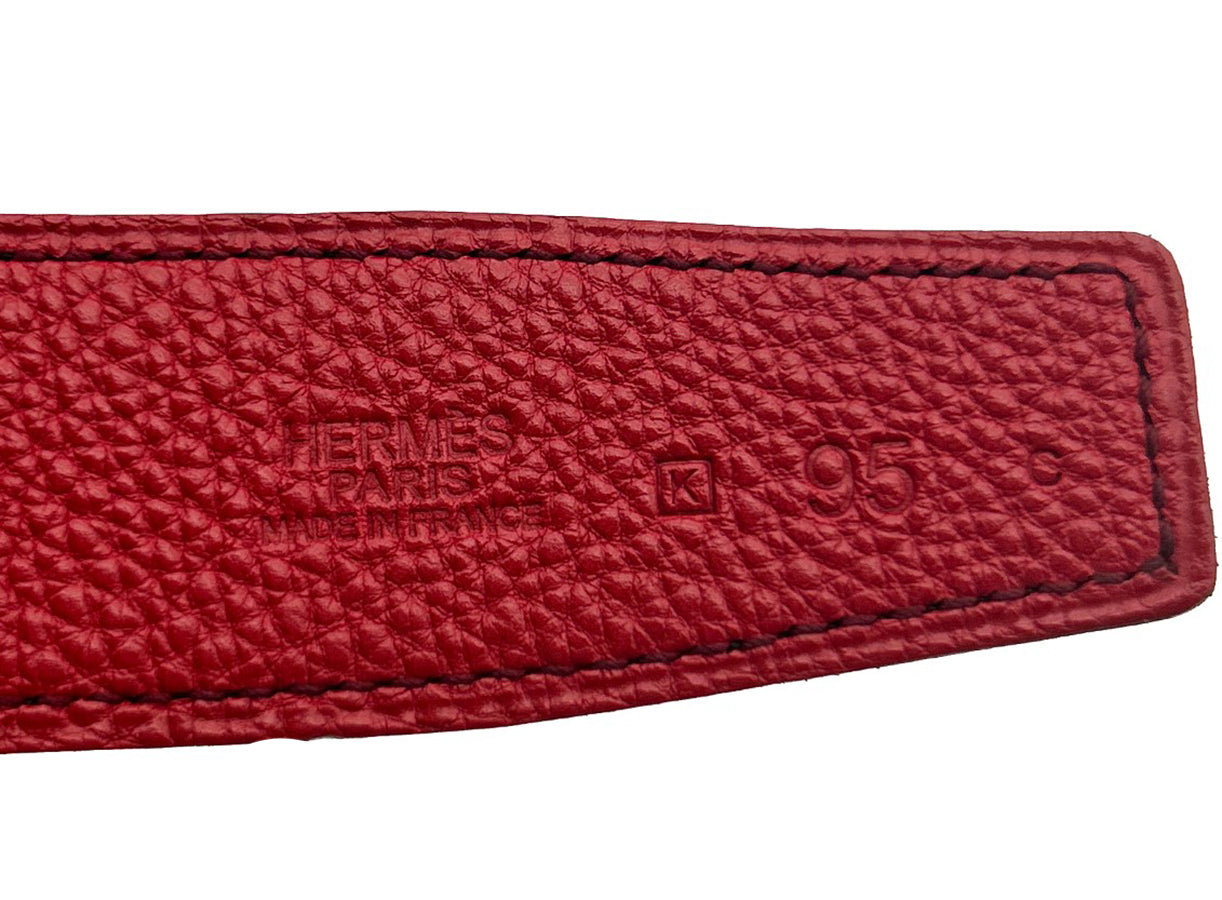 Cinturón de piel HERMES unisex negro y rojo
