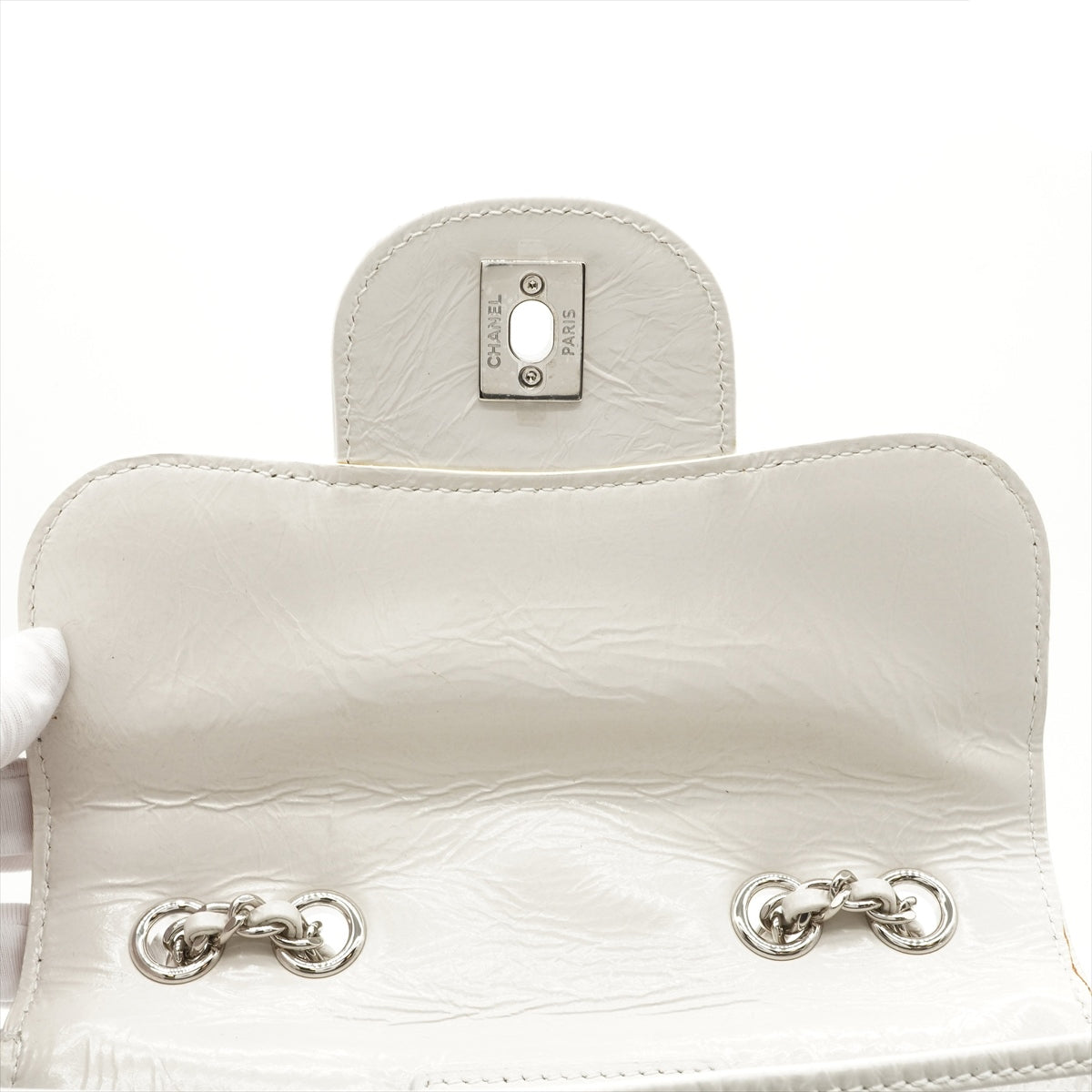 Chanel Matelasse PVC & leather Chain Backpack White Silver Bag