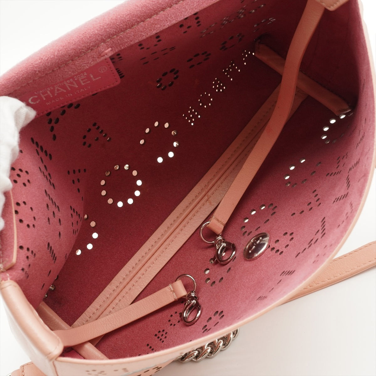 Chanel Coco Mark Punching leather Single Flap Double Chain Bag