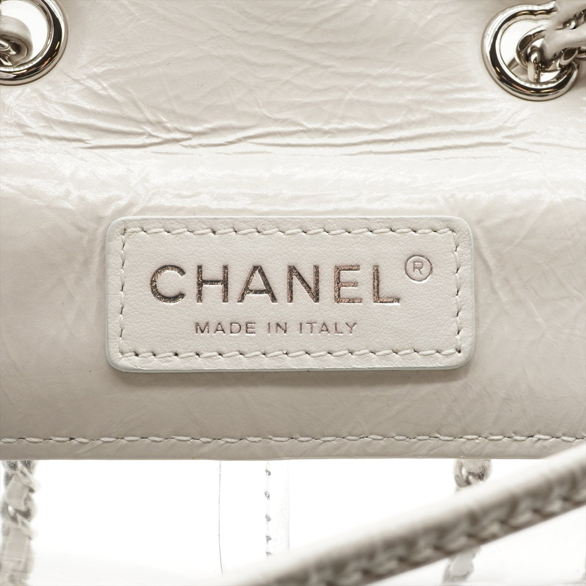 Chanel Matelasse PVC & leather Chain Backpack White Silver Bag