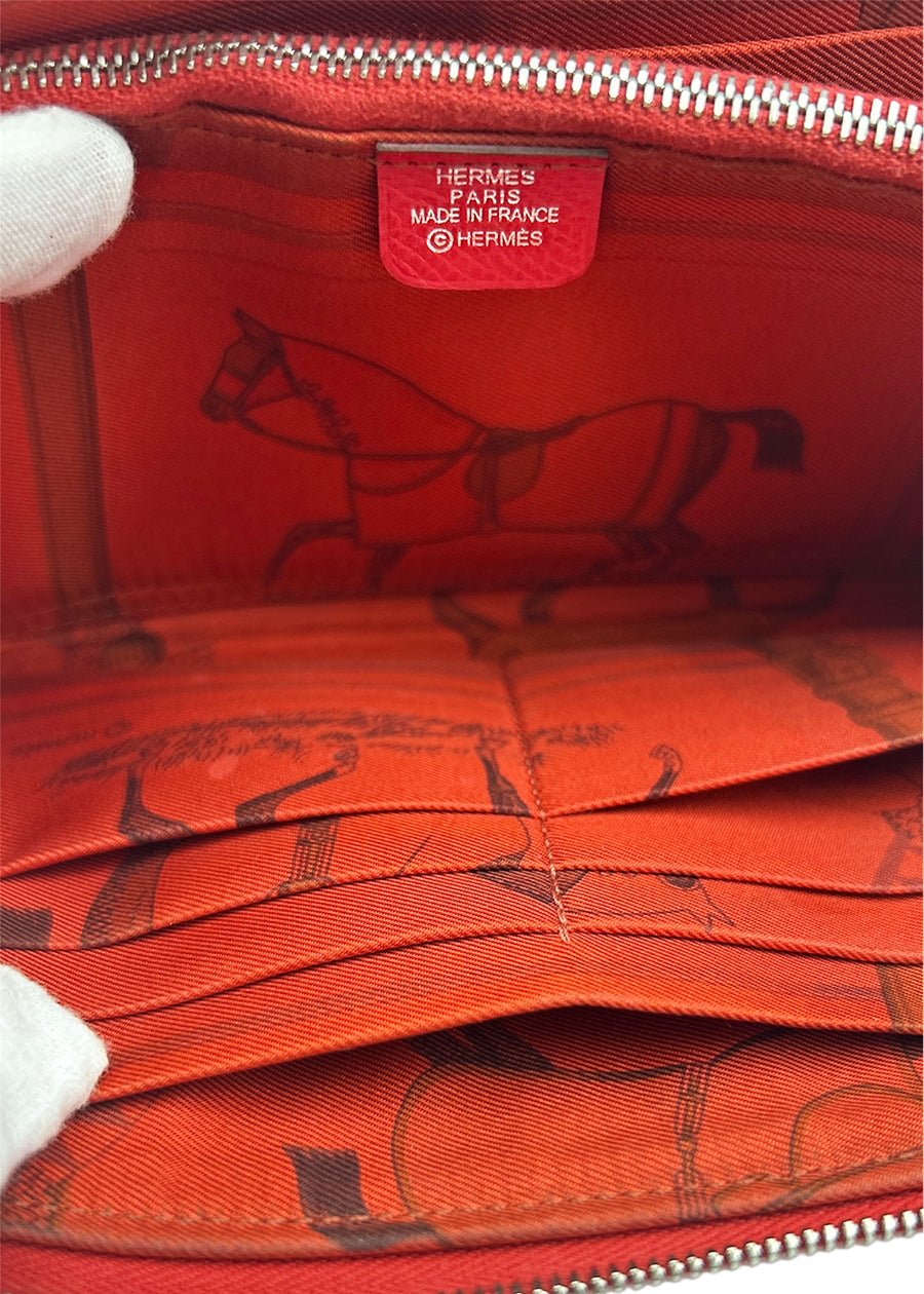 Hermès Long Leather Wallet Azap Silk in Round Zip Red