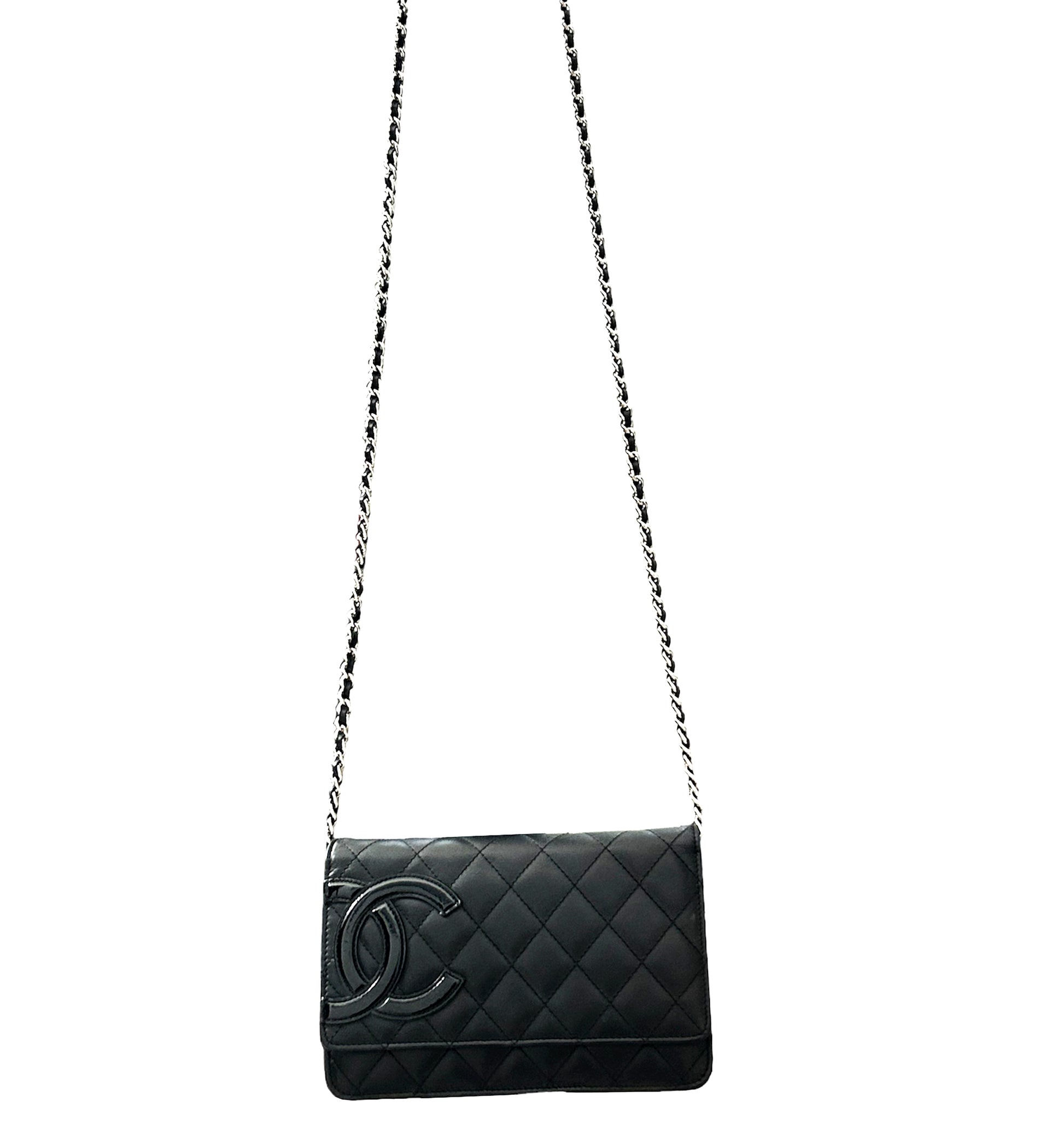 Chanel Black Leather Cambon wallet accessories Pink iPosher