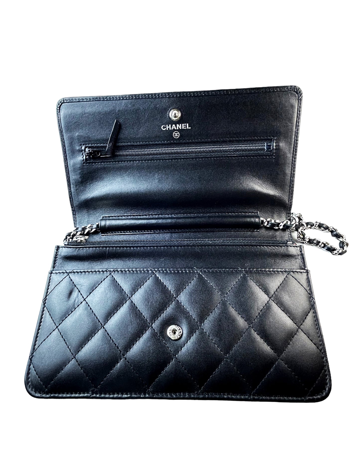 Chanel Black Leather Cambon wallet accessories Pink iPosher