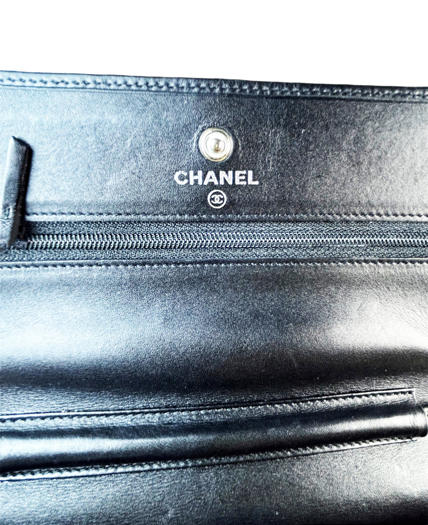 Chanel Black Leather Cambon wallet accessories Pink iPosher