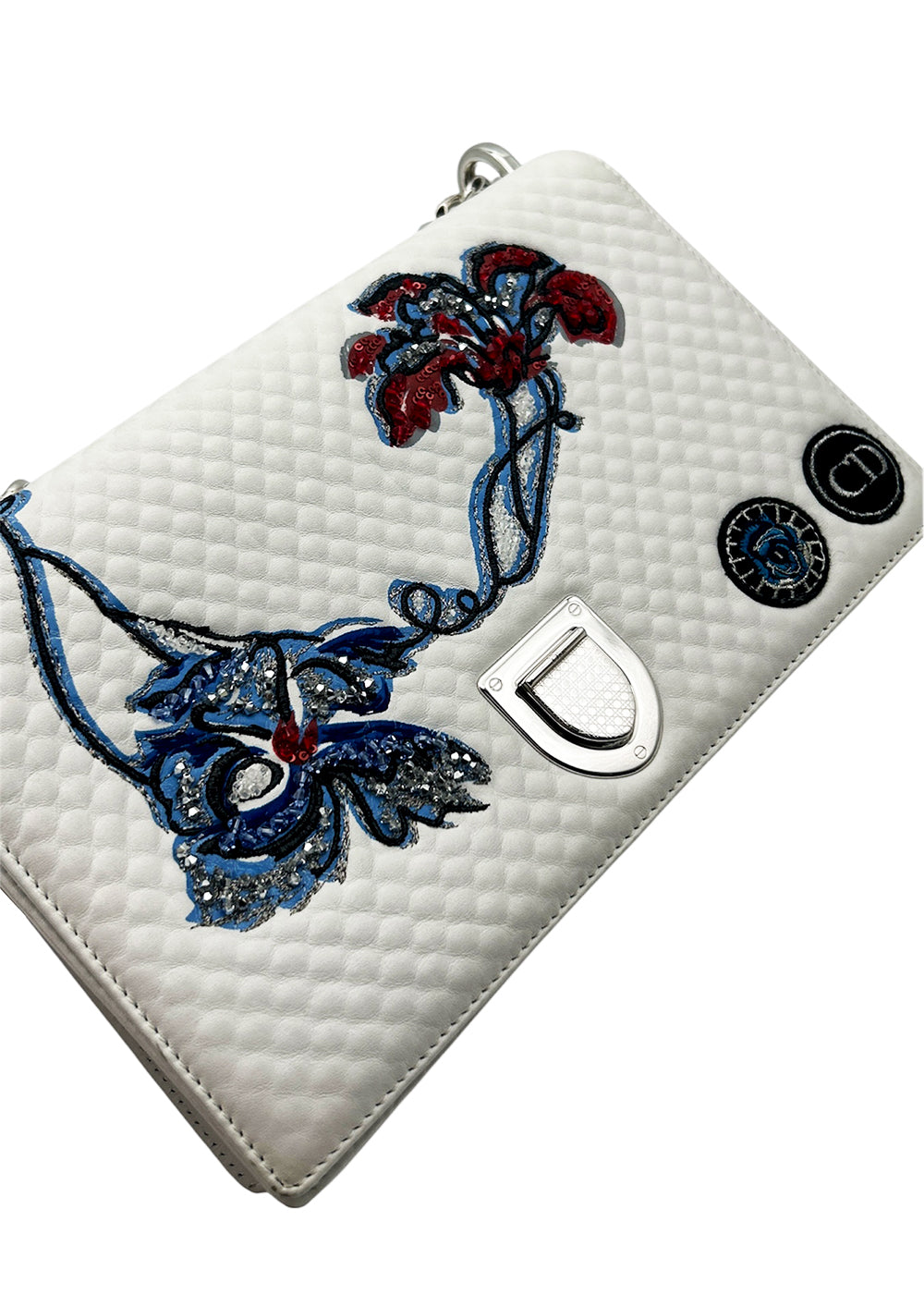 Christian Dior 2015 Medium Lambskin Embroidered Diorama Flap Crossbody Bag