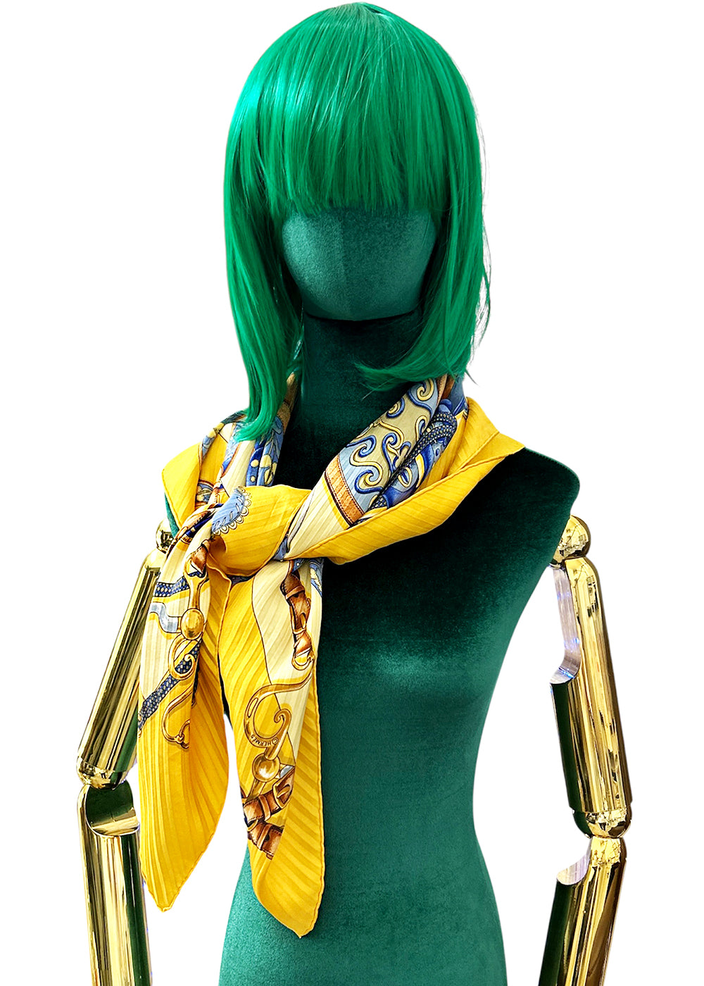 Hermès 100% Silk Pleated Scarf, ironed flat to highlight refined look in wear