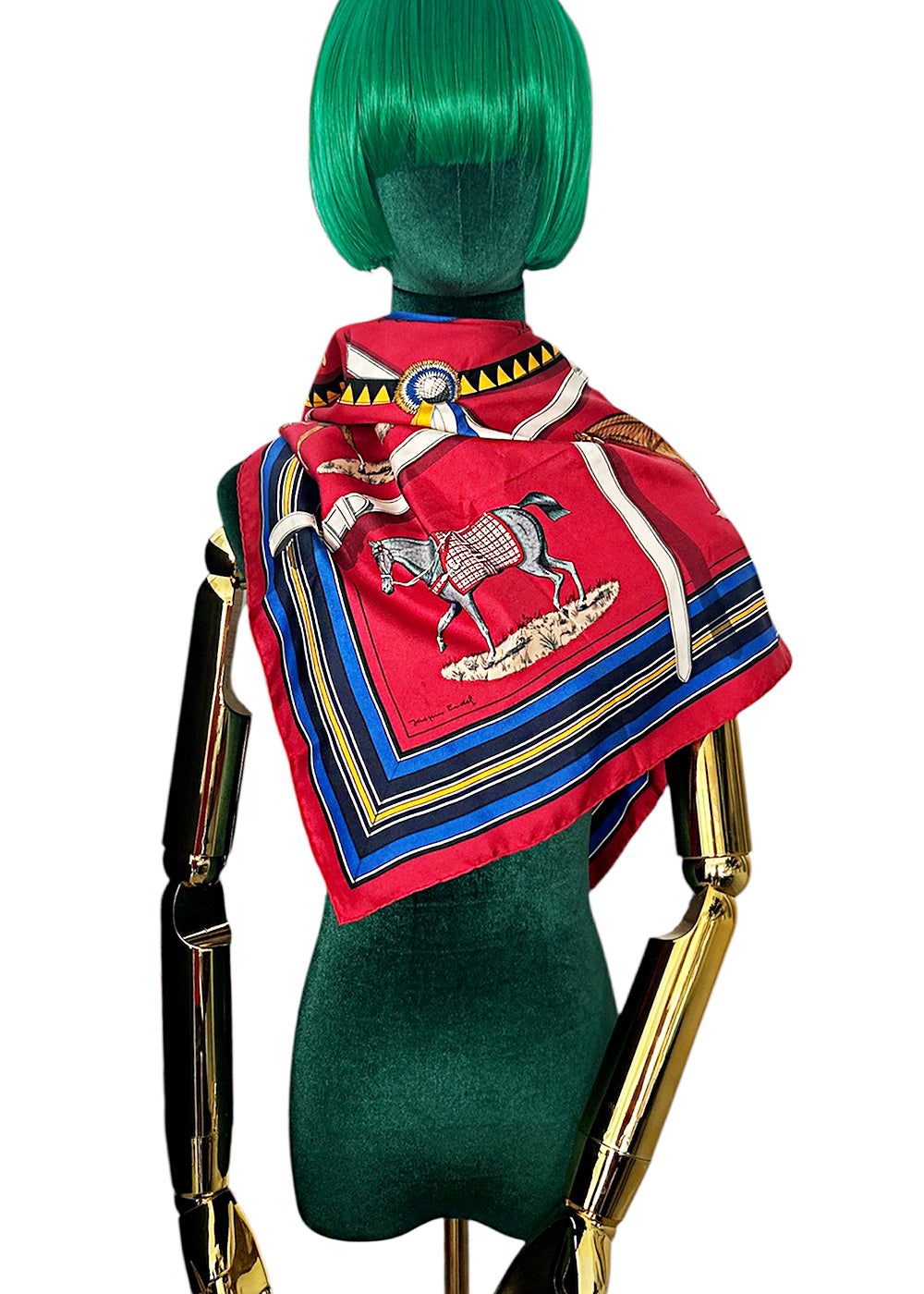 Hermès Scarf Red Couvertures Tenues Jour Horse Equestrian 100% Silk