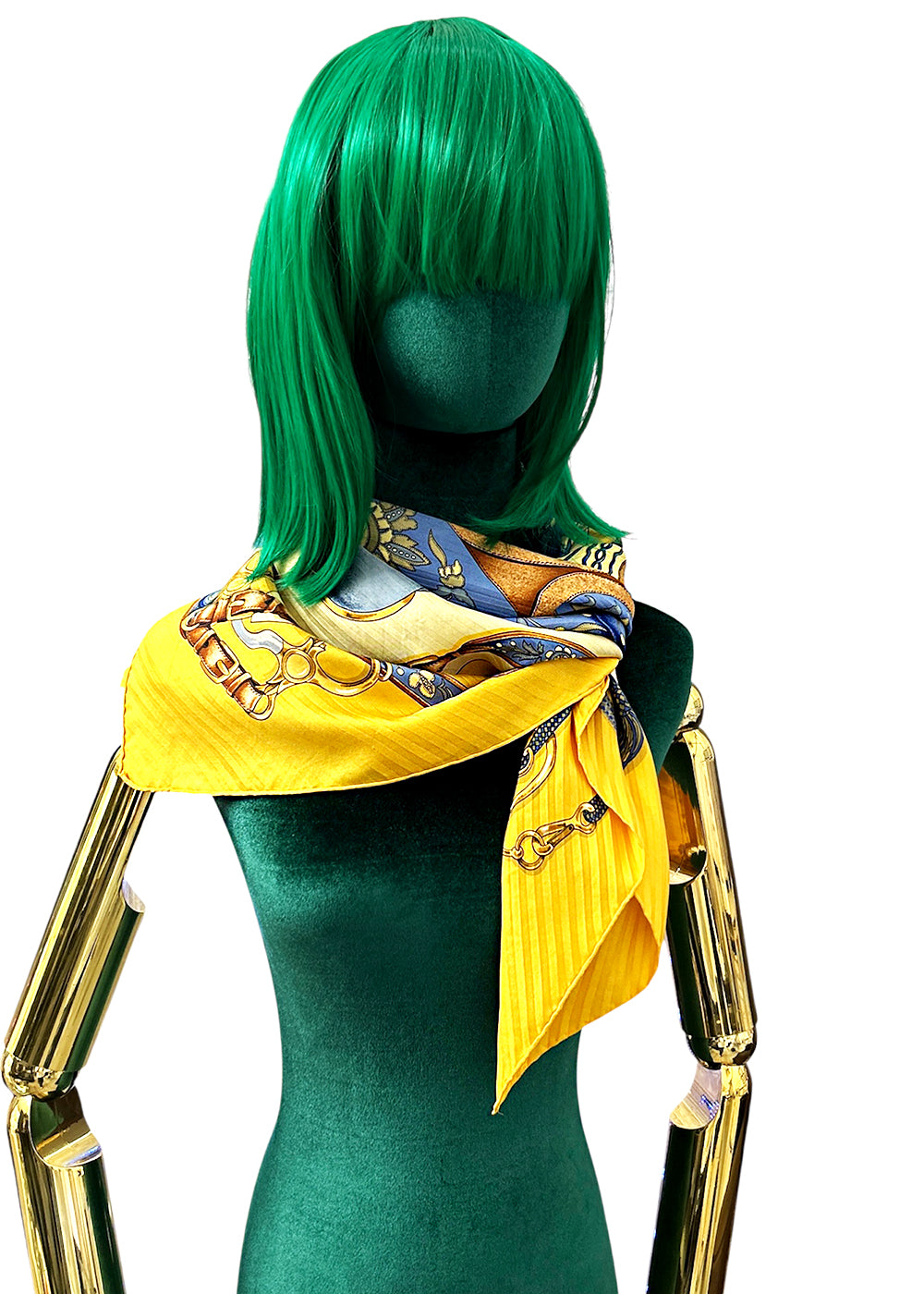 Hermès 100% Silk Pleated Scarf, ironed flat to highlight refined look in wear