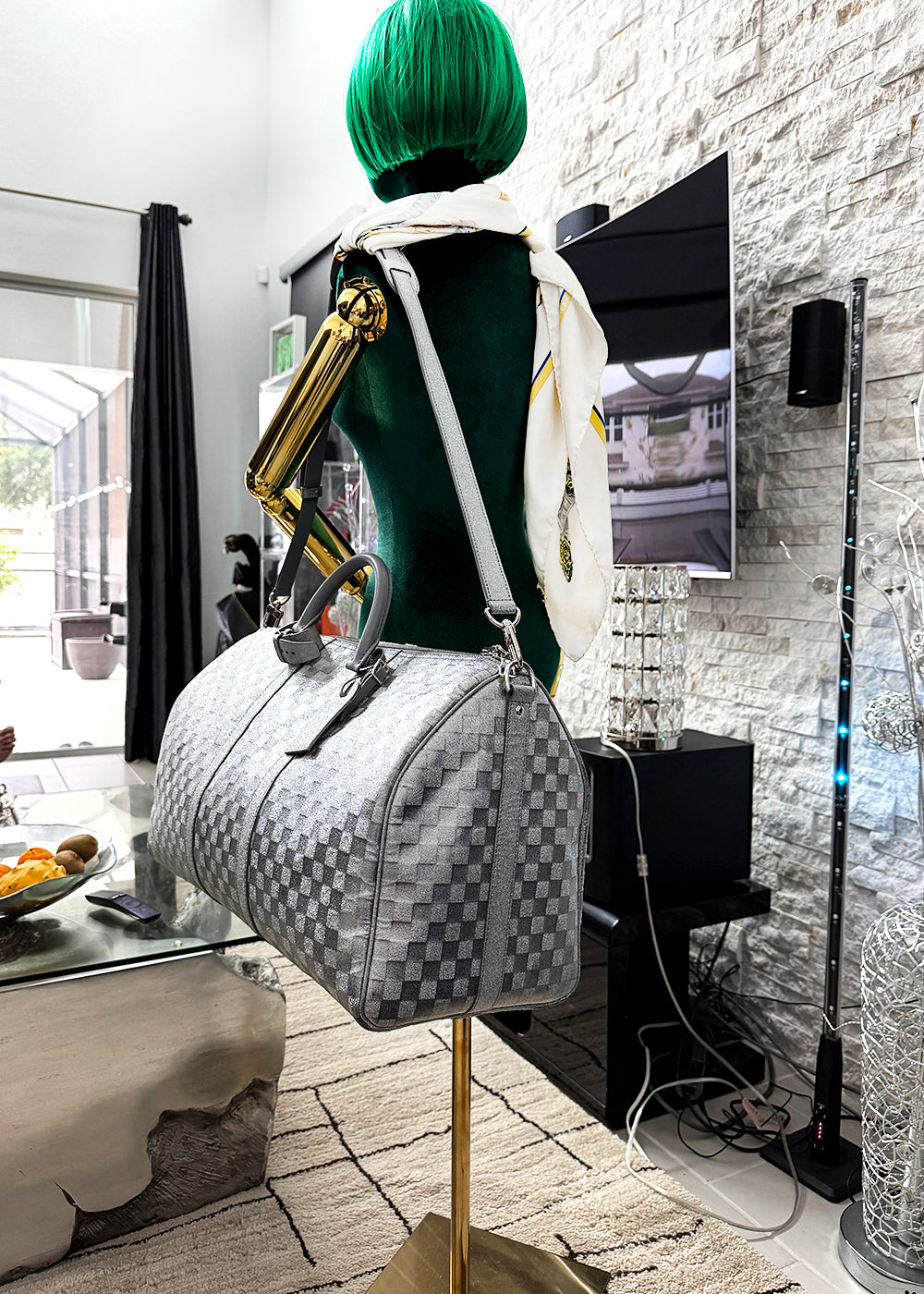 Louis Vuitton Keepall Bandoulière 50 Damier Glitter Silver Printemps Été 2022