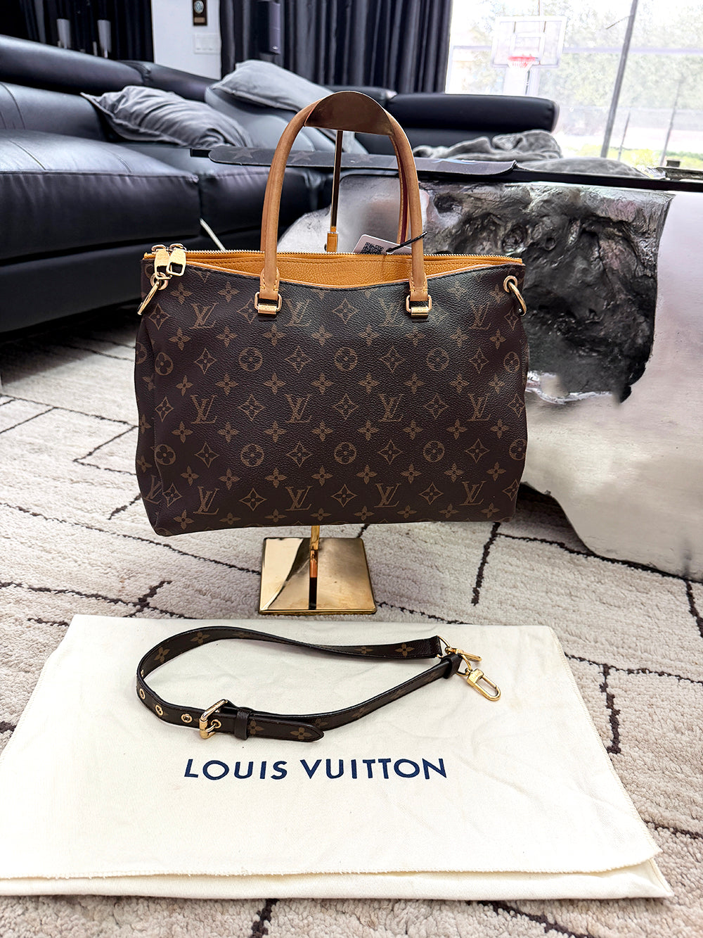 Louis Vuitton LV Monogram Pallas MM Tote Bag with Strap