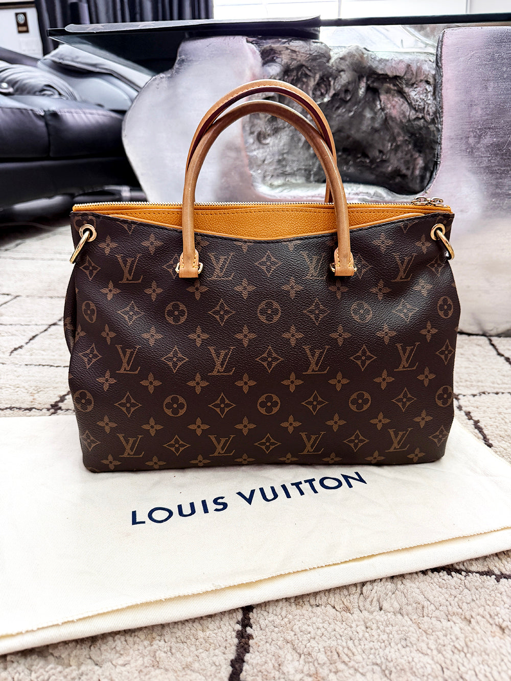 Louis Vuitton LV Monogram Pallas MM Tote Bag with Strap