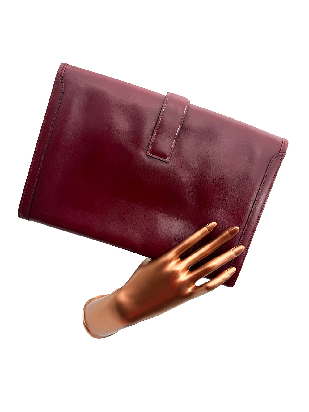 Hermès Jige PM Clutch Bag Dark Red Leather