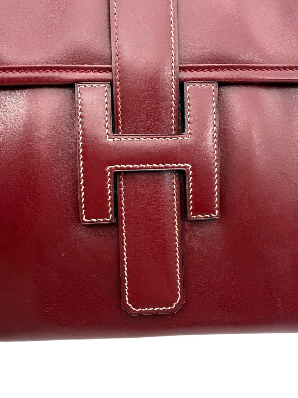 Hermès Jige PM Clutch Bag Dark Red Leather
