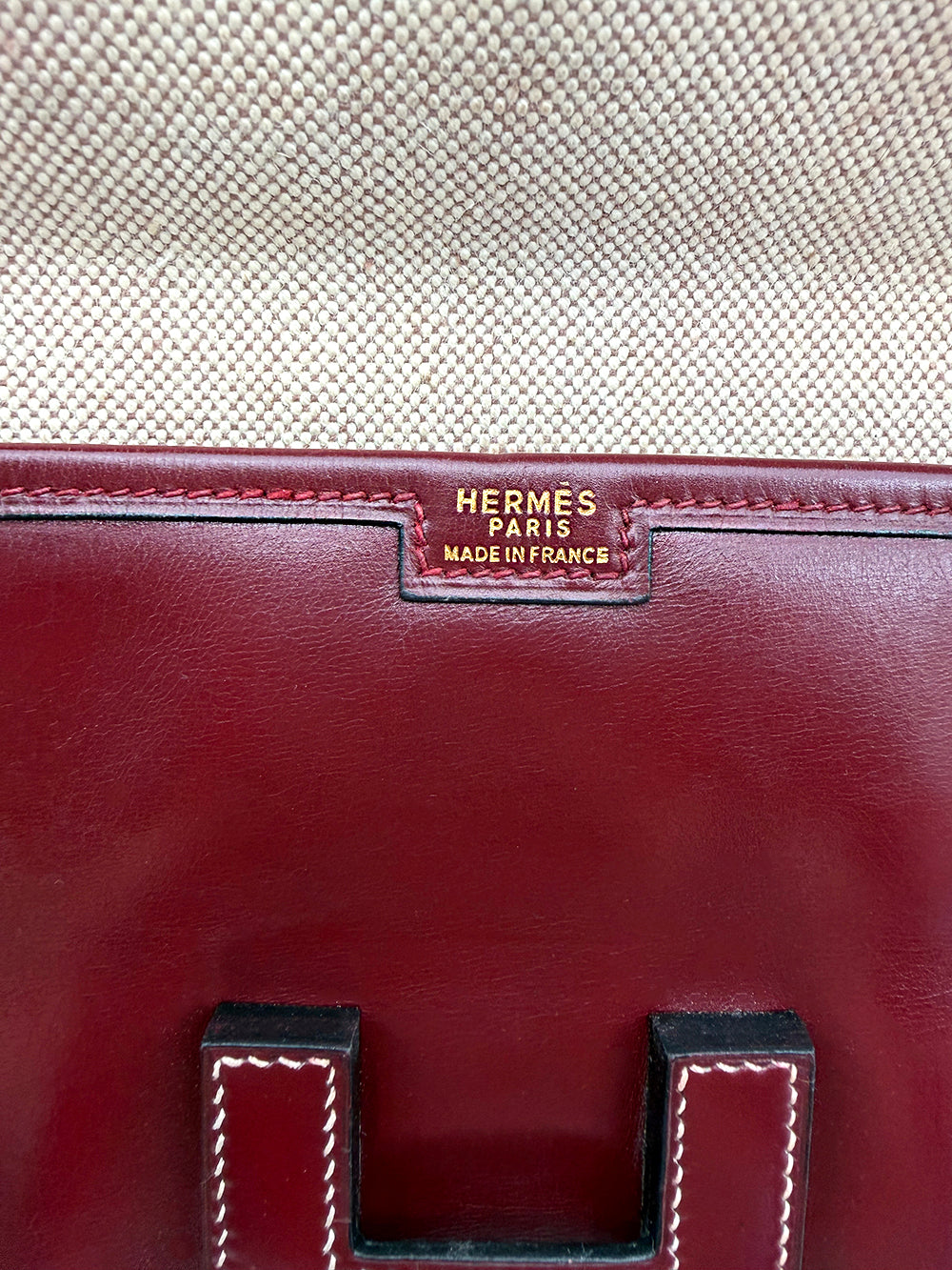 Hermès Jige PM Clutch Bag Dark Red Leather