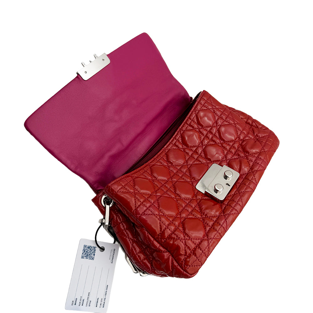 Christian Dior Chain-Link Shoulder Bag Red and Pink
