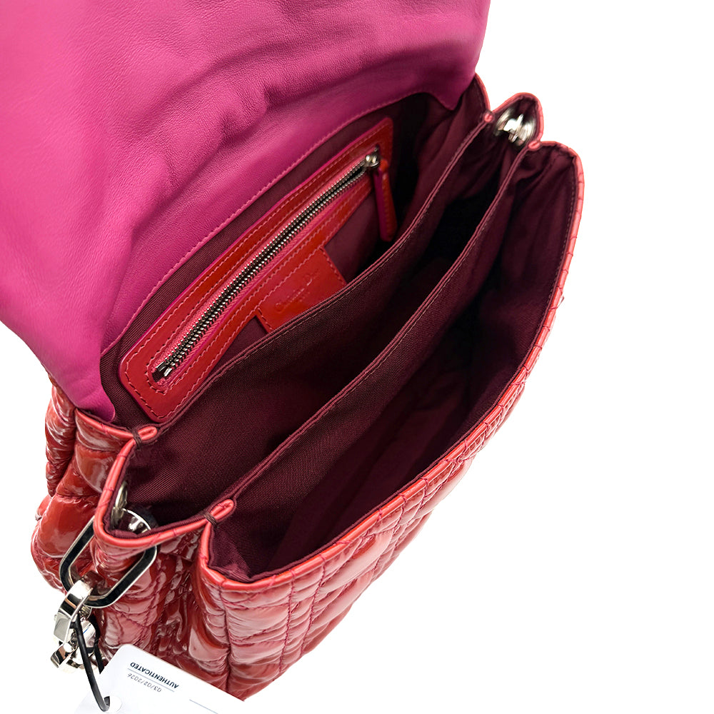 Christian Dior Chain-Link Shoulder Bag Red and Pink