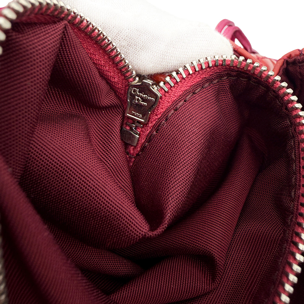 Christian Dior Chain-Link Shoulder Bag Red and Pink