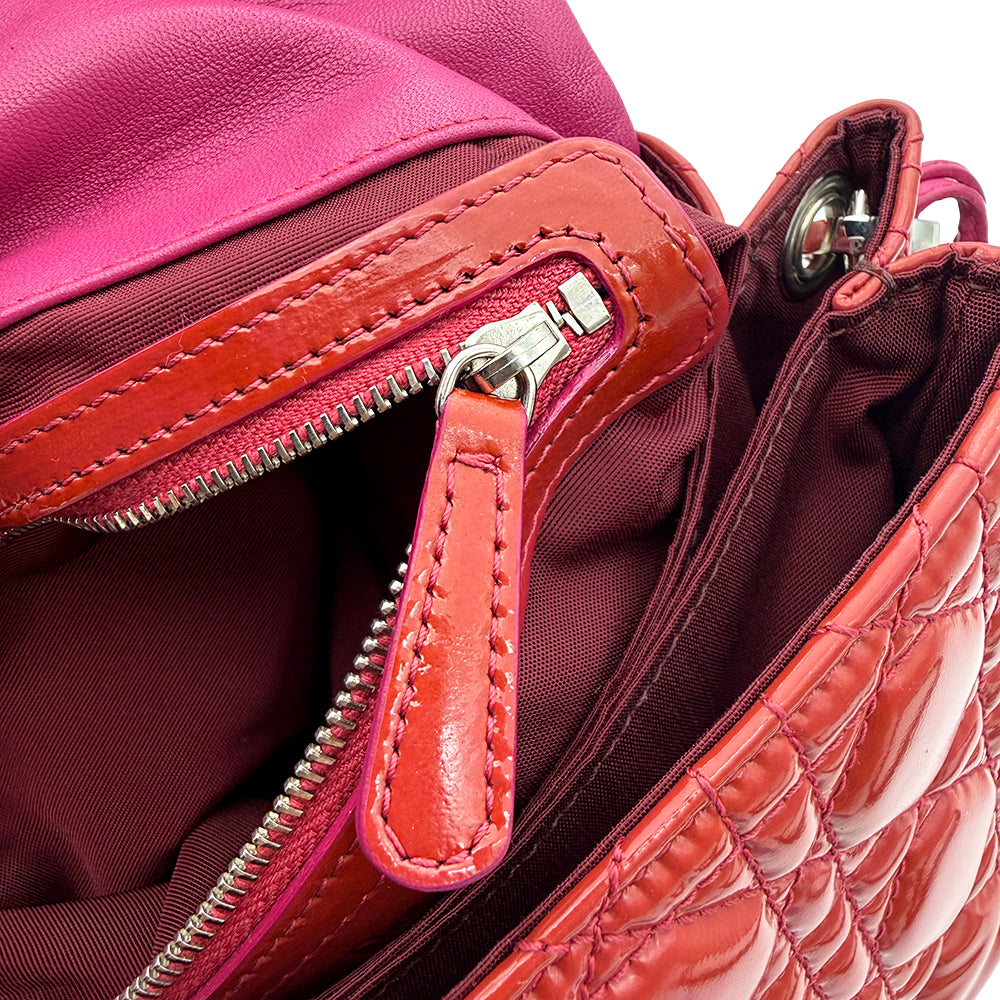 Christian Dior Chain-Link Shoulder Bag Red and Pink