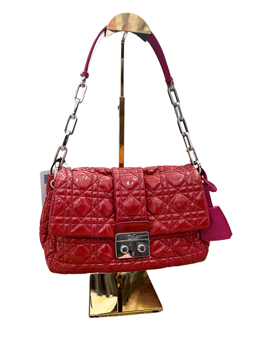 Christian Dior Chain-Link Shoulder Bag Red and Pink