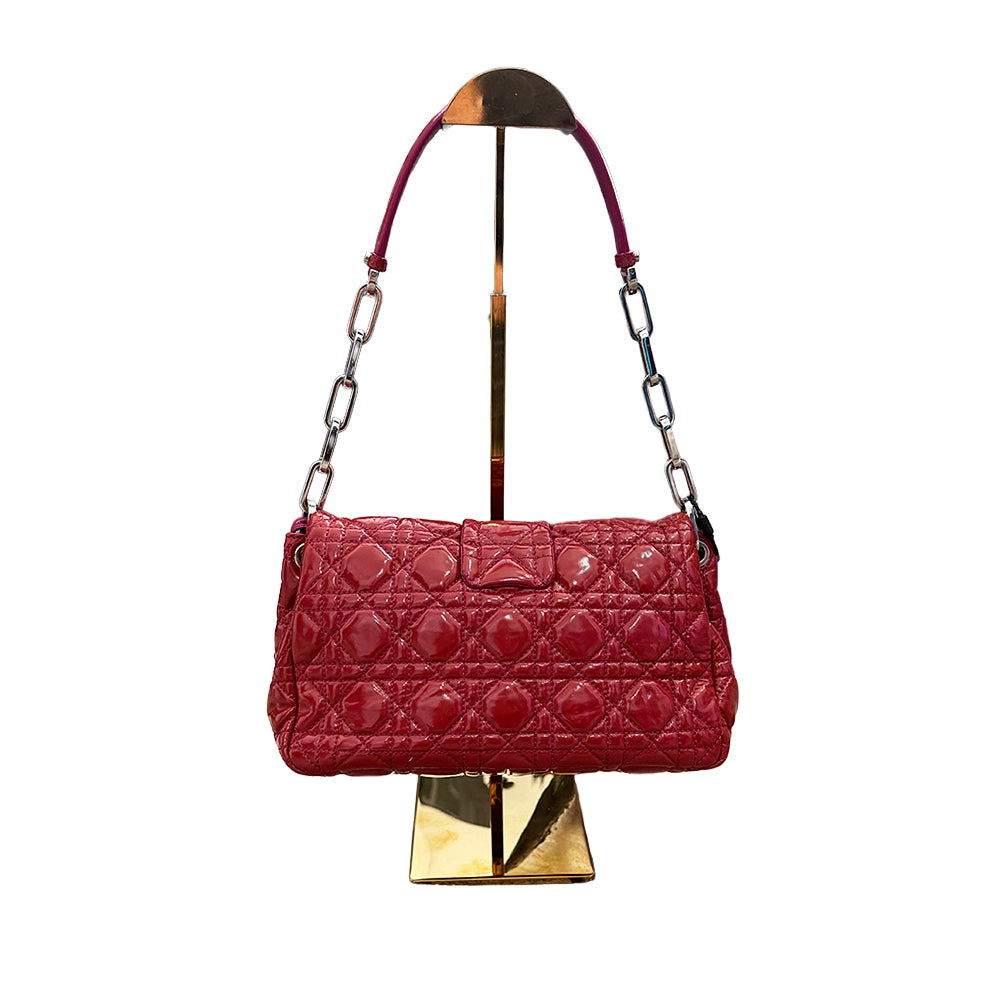 Christian Dior Chain-Link Shoulder Bag Red and Pink