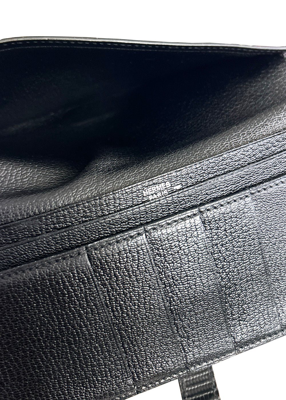 HERMES Lizard Bean Classic Long Wallet Black