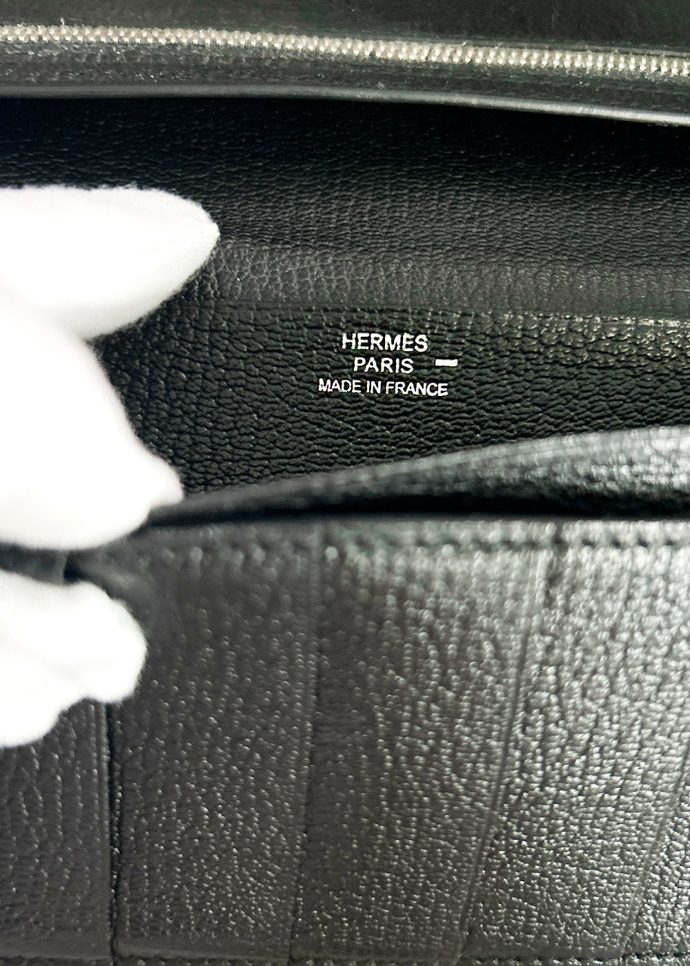 HERMES Lizard Bean Classic Long Wallet Black