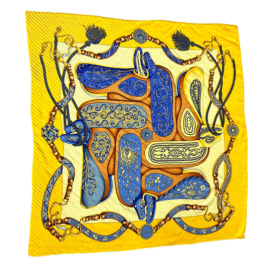 Hermès 100% Silk Pleated Scarf, ironed flat to highlight refined look in wear