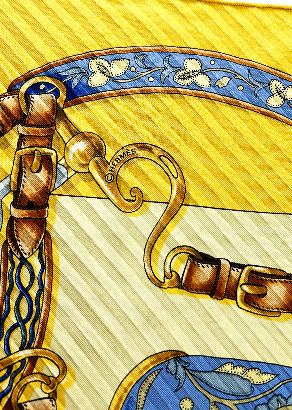 Hermès 100% Silk Pleated Scarf, ironed flat to highlight refined look in wear