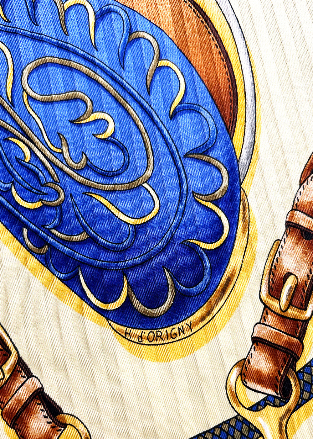 Hermès 100% Silk Pleated Scarf, ironed flat to highlight refined look in wear