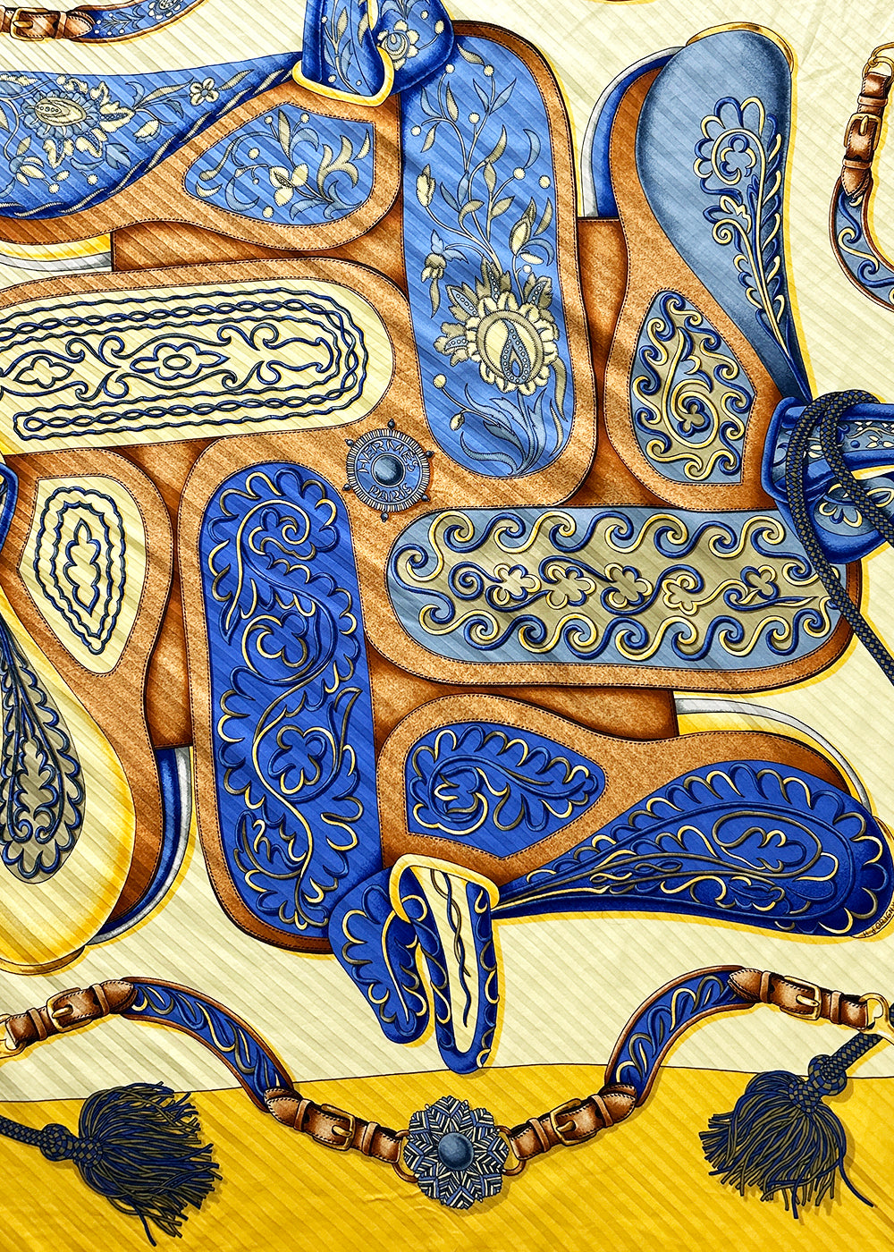 Hermès 100% Silk Pleated Scarf, ironed flat to highlight refined look in wear