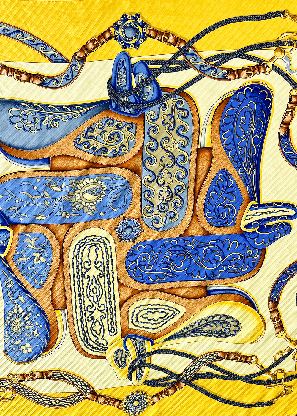 Hermès 100% Silk Pleated Scarf, ironed flat to highlight refined look in wear