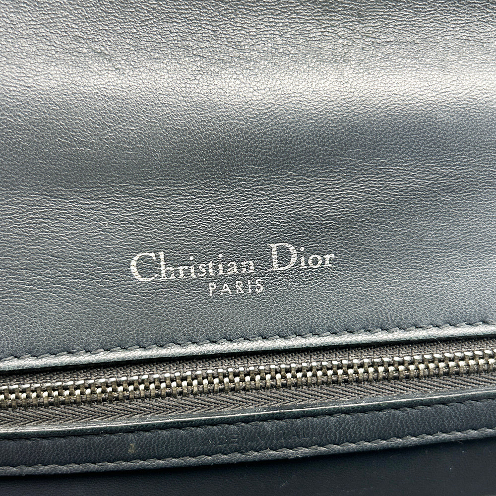 Christian Dior Silver Metallic Micro Cannage Patent Medium Diorama Flap Bag