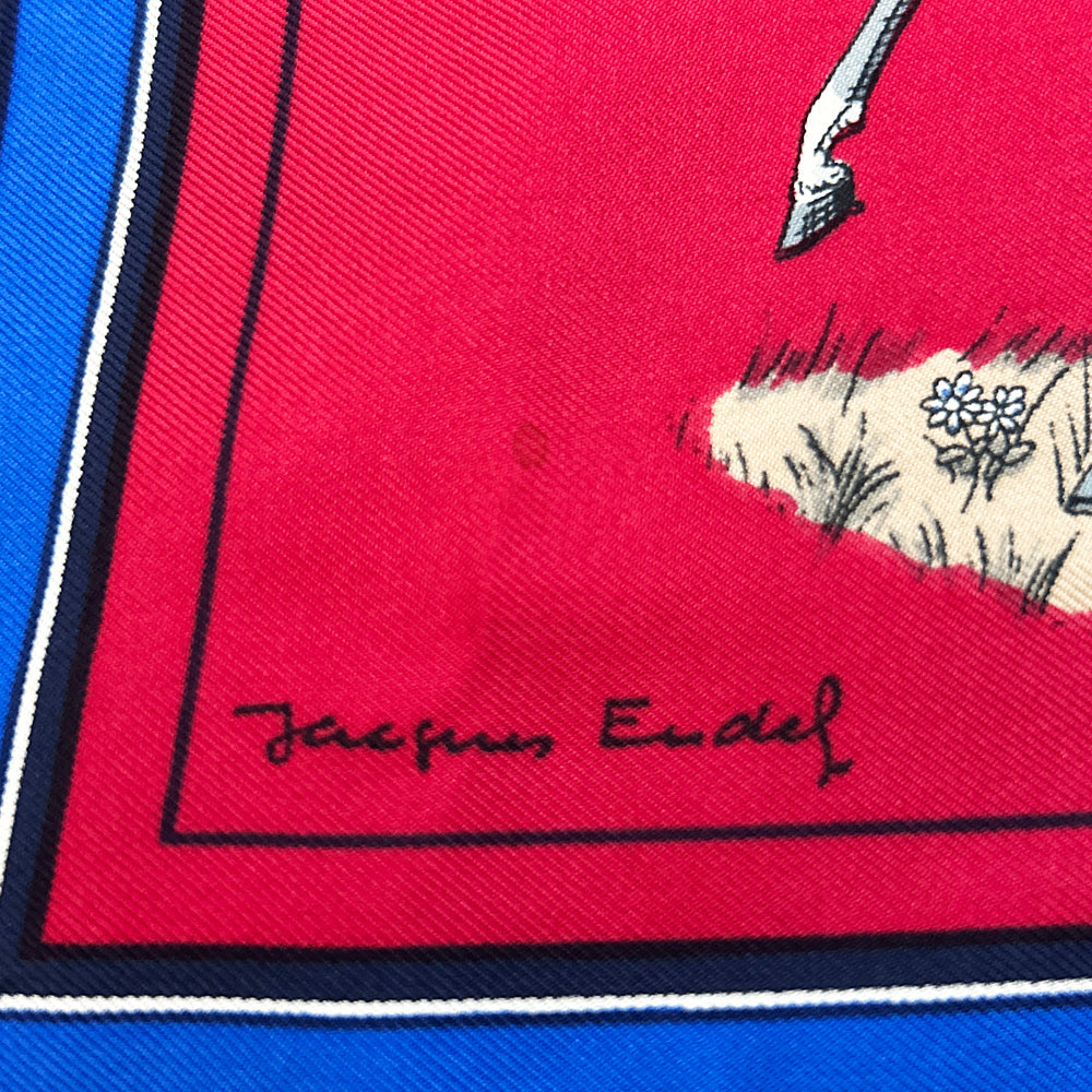 Hermès Scarf Red Couvertures Tenues Jour Horse Equestrian 100% Silk