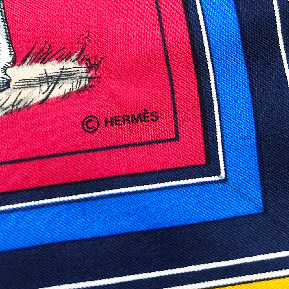 Hermès Scarf Red Couvertures Tenues Jour Horse Equestrian 100% Silk