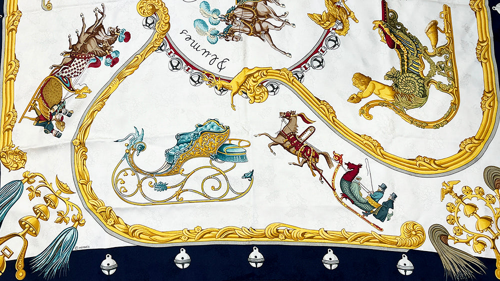 Hermès Scarf Plumes Et Grelots Jacquard 100% Silk 90
