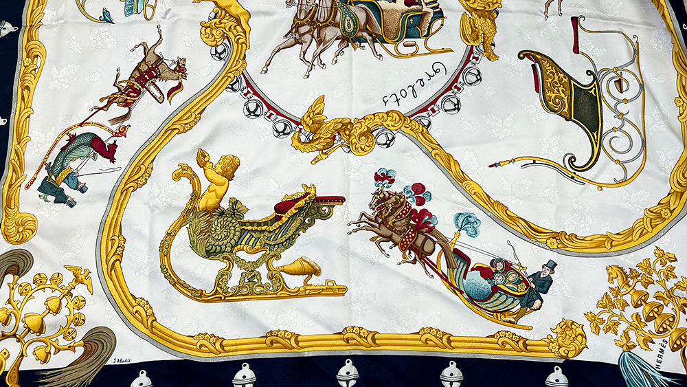 Hermès Scarf Plumes Et Grelots Jacquard 100% Silk 90
