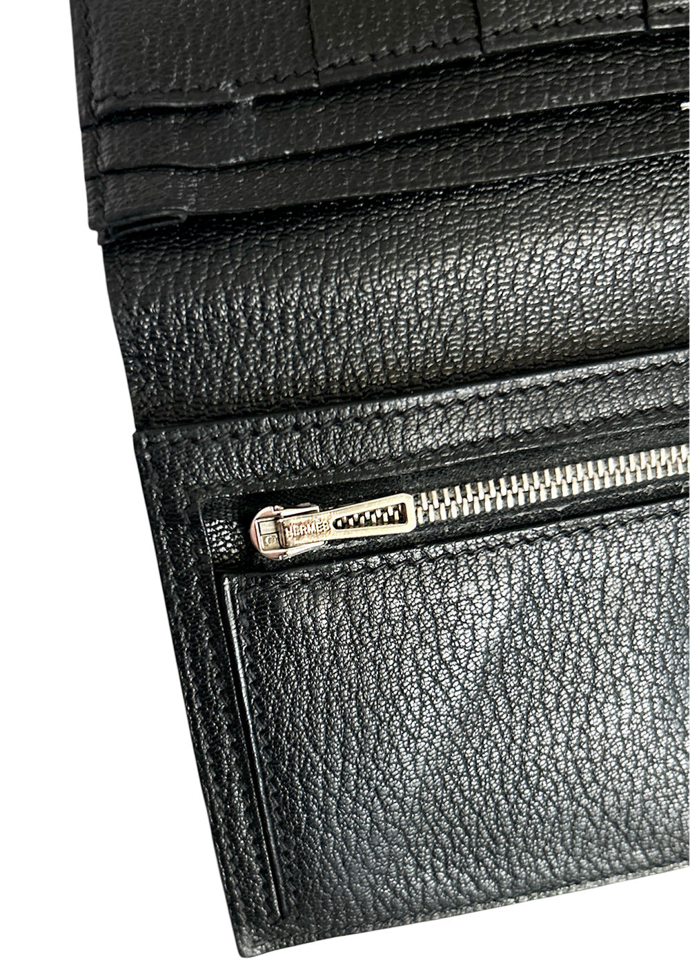 HERMES Lizard Bean Classic Long Wallet Black