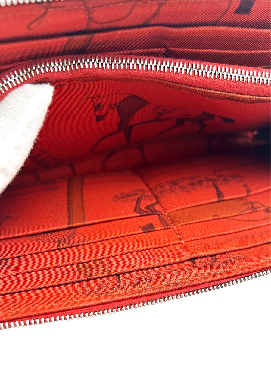 Hermès Long Leather Wallet Azap Silk in Round Zip Red