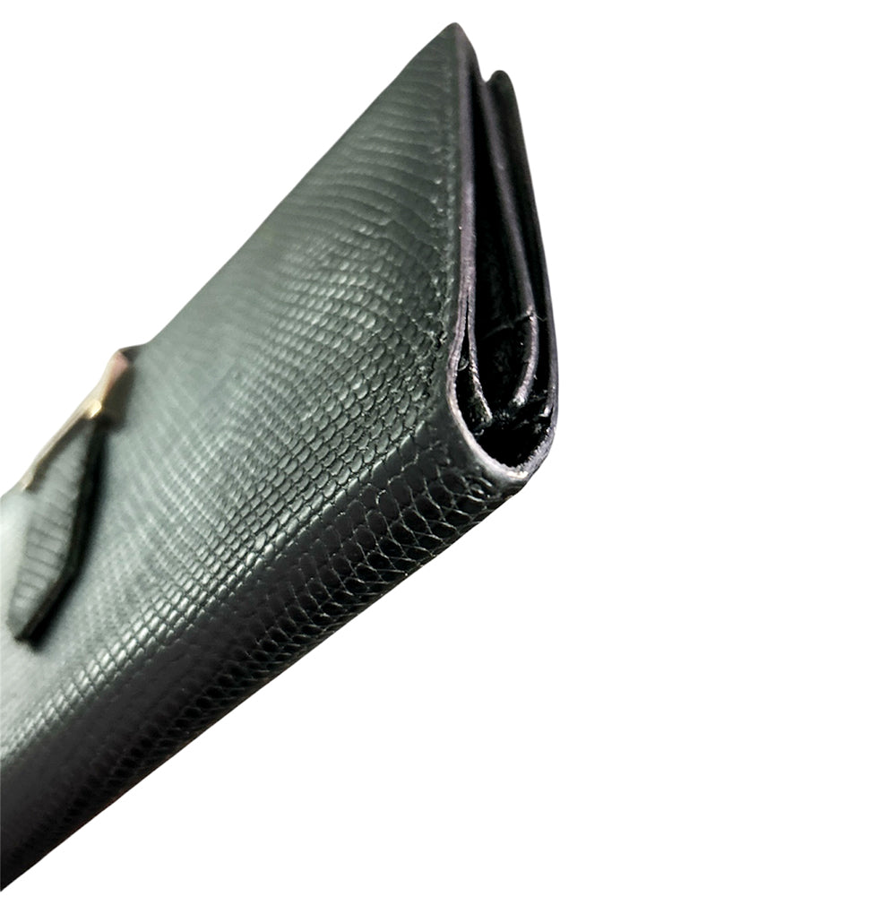 HERMES Lizard Bean Classic Long Wallet Black