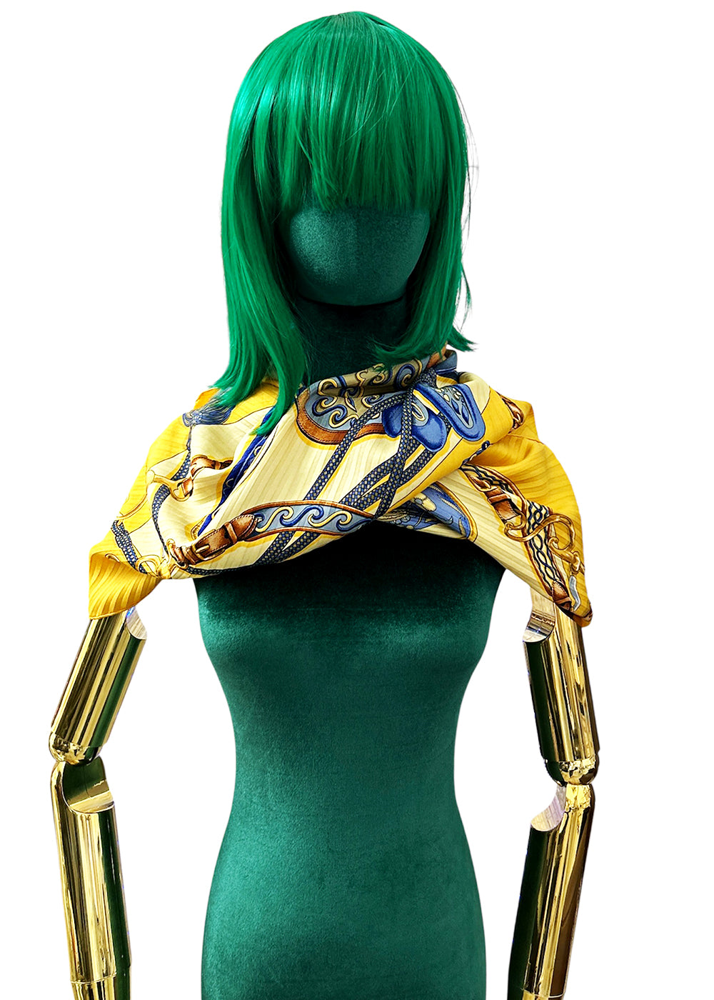 Hermès 100% Silk Pleated Scarf, ironed flat to highlight refined look in wear