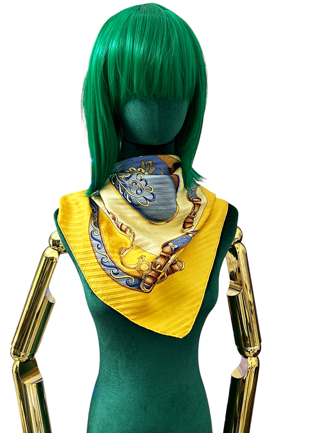 Hermès 100% Silk Pleated Scarf, ironed flat to highlight refined look in wear